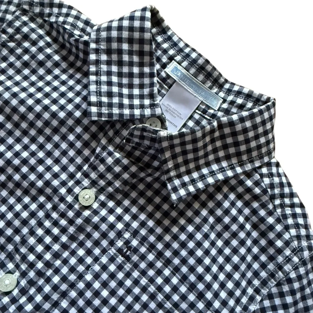 Janie and Jack Navy and White Gingham Button-Down Shirt Size 18 MO - 24 MO
